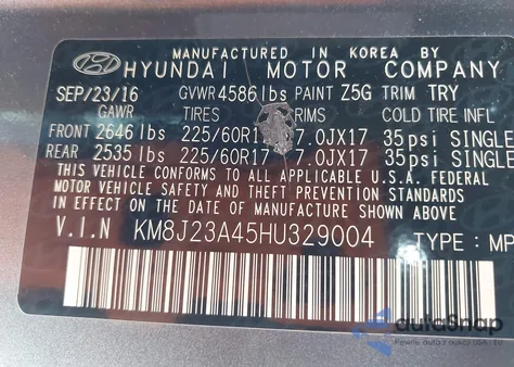 2017 Hyundai Tucson Se из США, поврежденный, VIN KM8J23A45HU329004